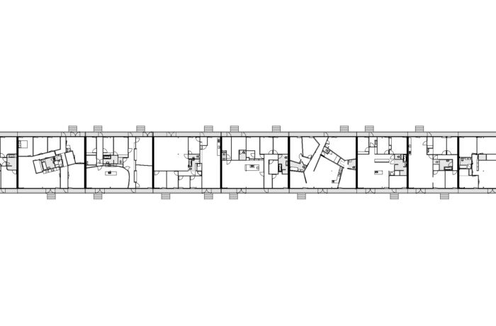 Floor plan of each household's customised interior design, co-living Oosterwold, Almere