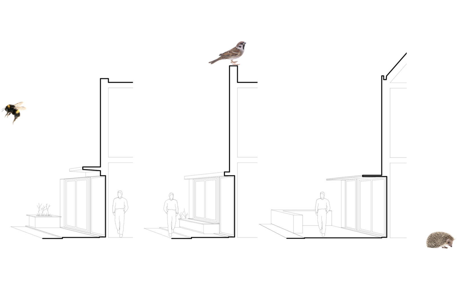 beHagen's porous benches crafted from Wadden Sea sediment transform the Delft-style front-walk into a nature hotspot.