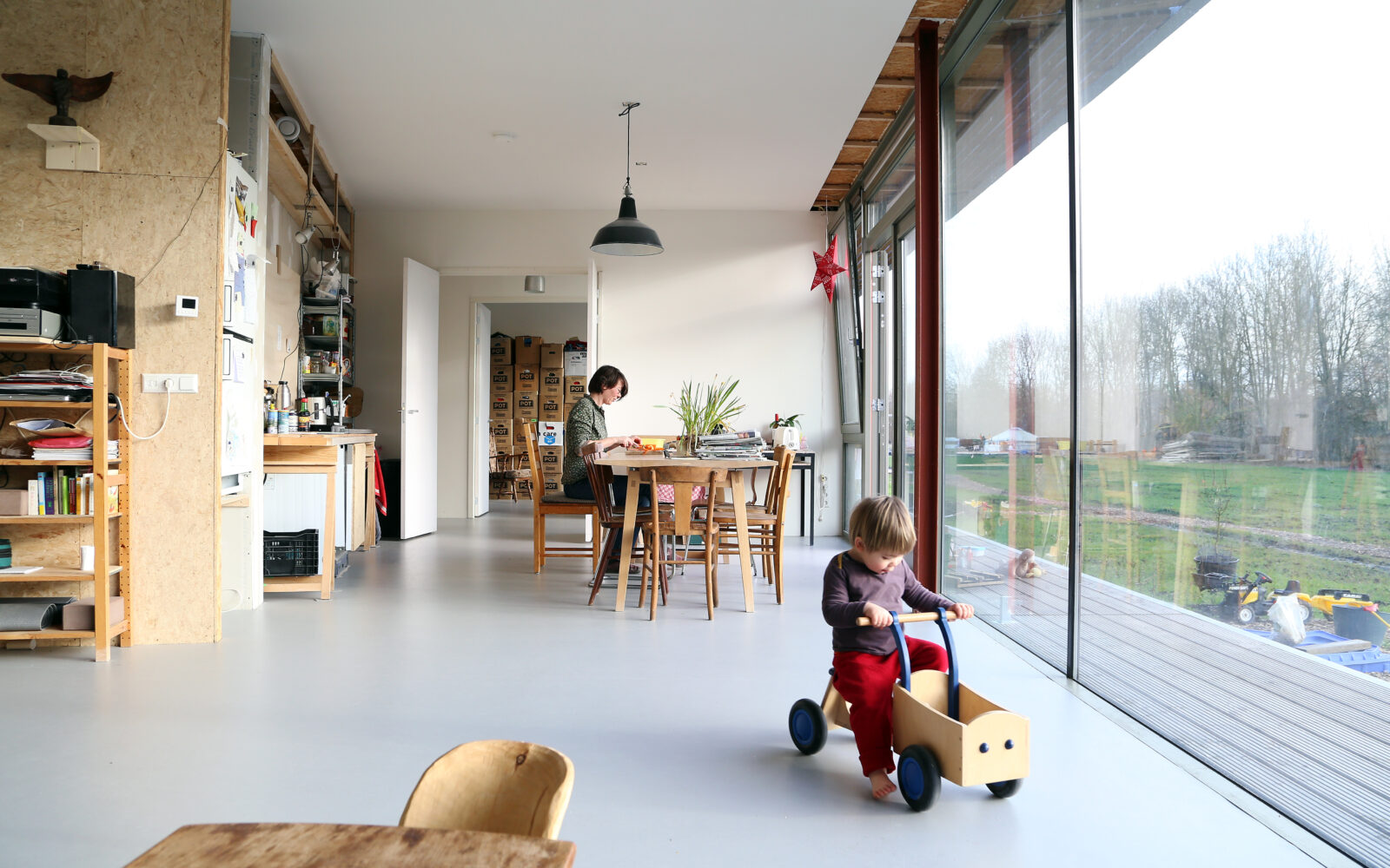 Two residents Linda and Merlijn in their home, co-living Oosterwold, Almere