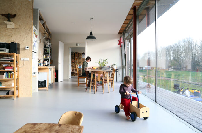 Two residents Linda and Merlijn in their home, co-living Oosterwold, Almere