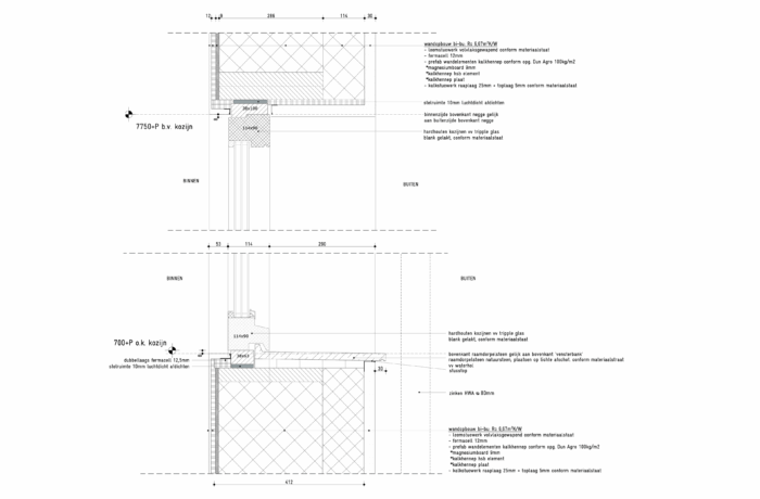 Details of window frame of biobased artist residence by bureau SLA