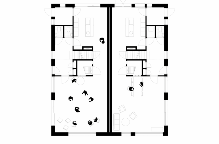 Floor plan depicting ground floor of biobased artist residency