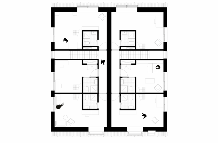 Floor plan depicting first floor of biobased artist residency