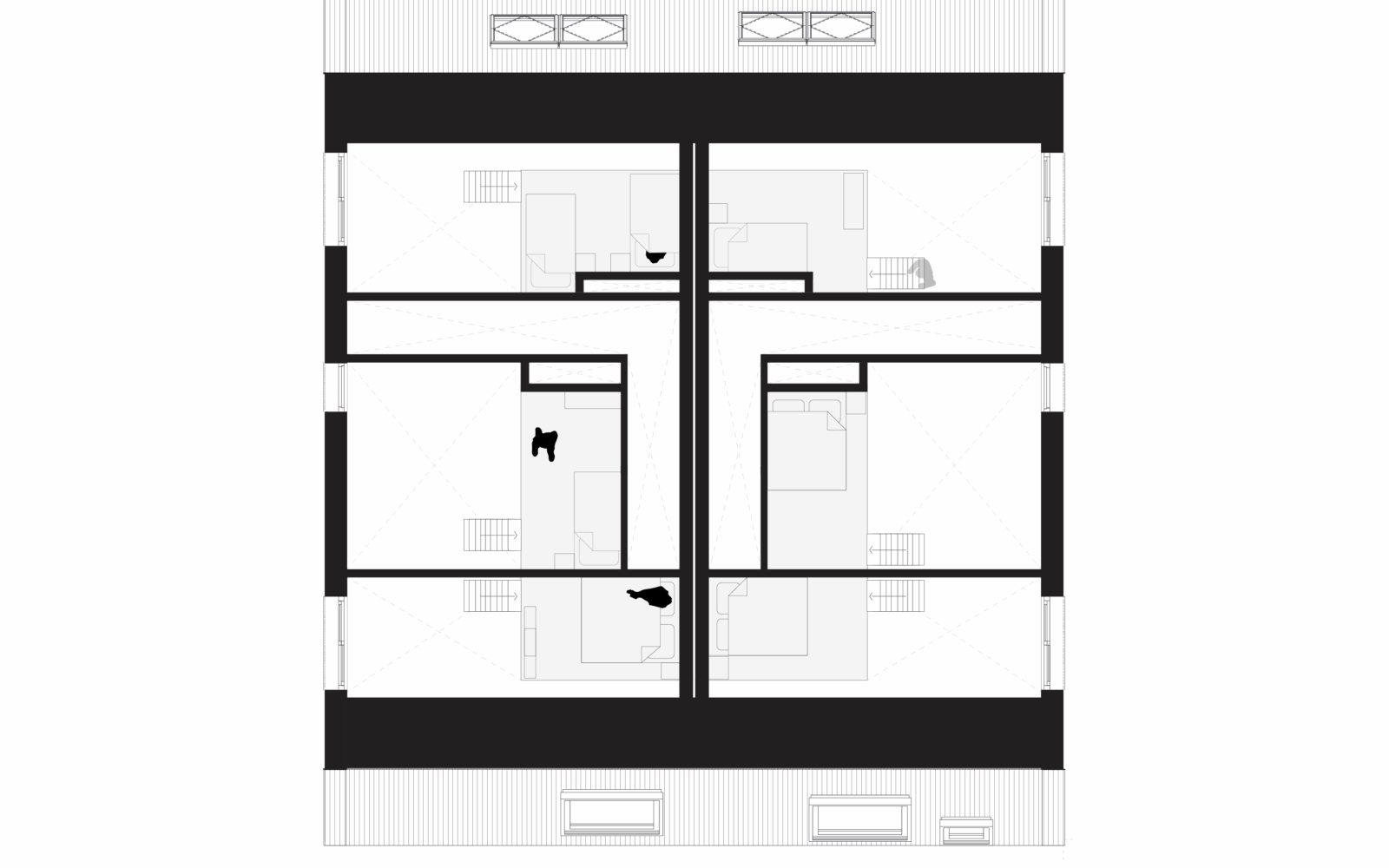 Floor plan depicting second floor of biobased artist residency