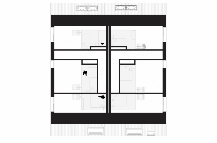 Floor plan depicting second floor of biobased artist residency
