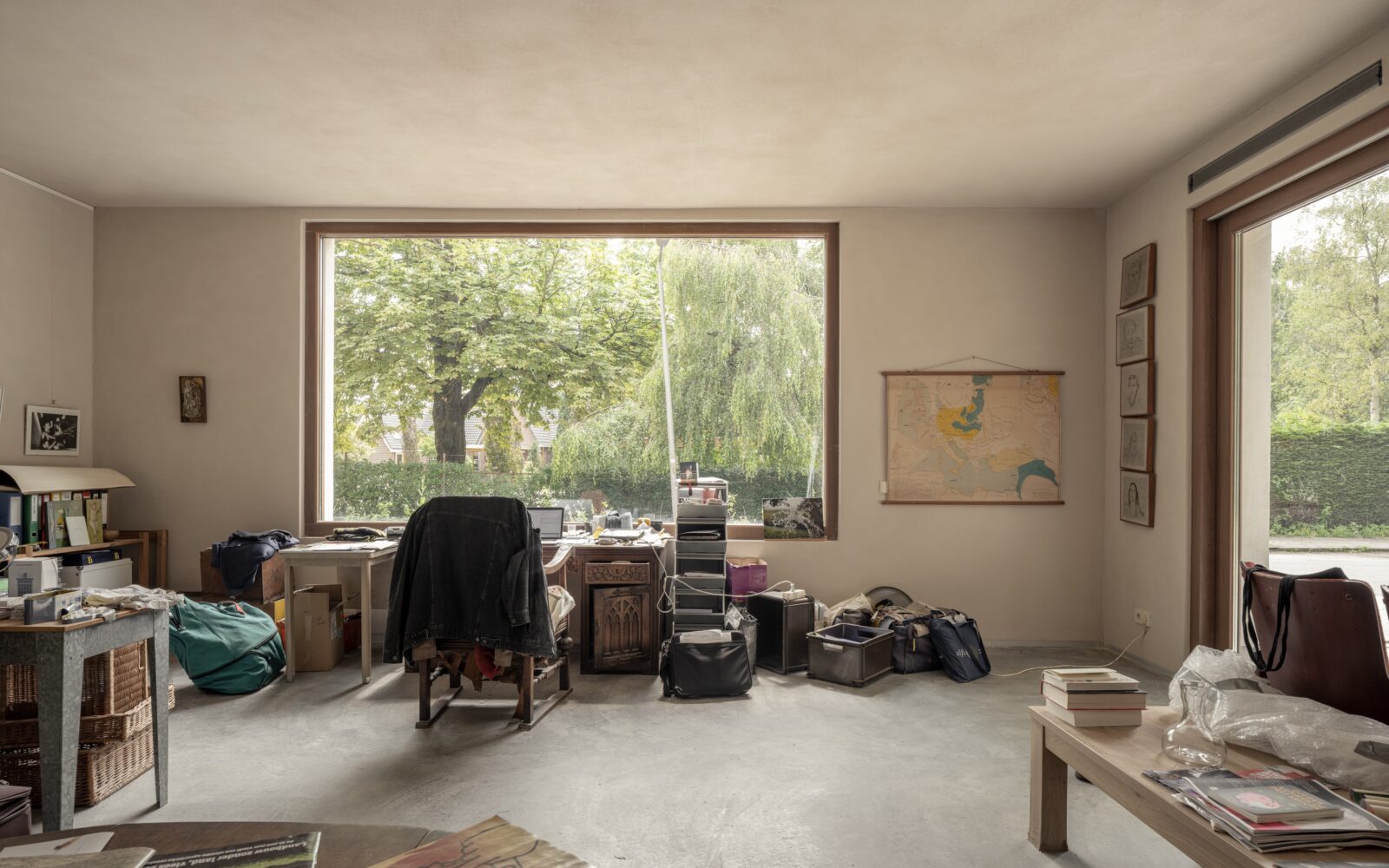 Ground floor artist studio with open interior in biobased artist residence by bureau SLA, Rotterdam